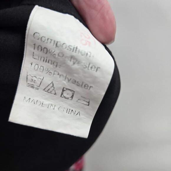 Pretty Garden Pink Floral High Neck Button Back Ruffled Short Sleeve Blouse L - Picture 8 of 10